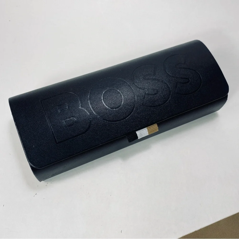 Hugo Boss Clamshell Hard Case Black Eyeglass Sunglasses Case with Cleaning Cloth